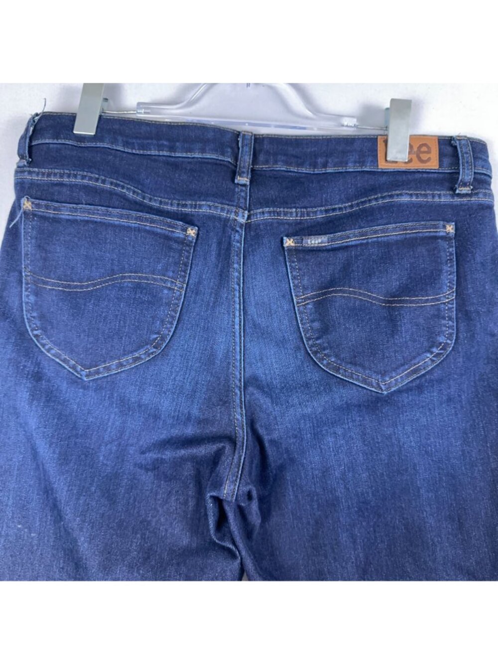 Lee Jeans Size 5 Short Straight Leg High Rise Smarter Fit Blue Dark Wash - Picture 5 of 15